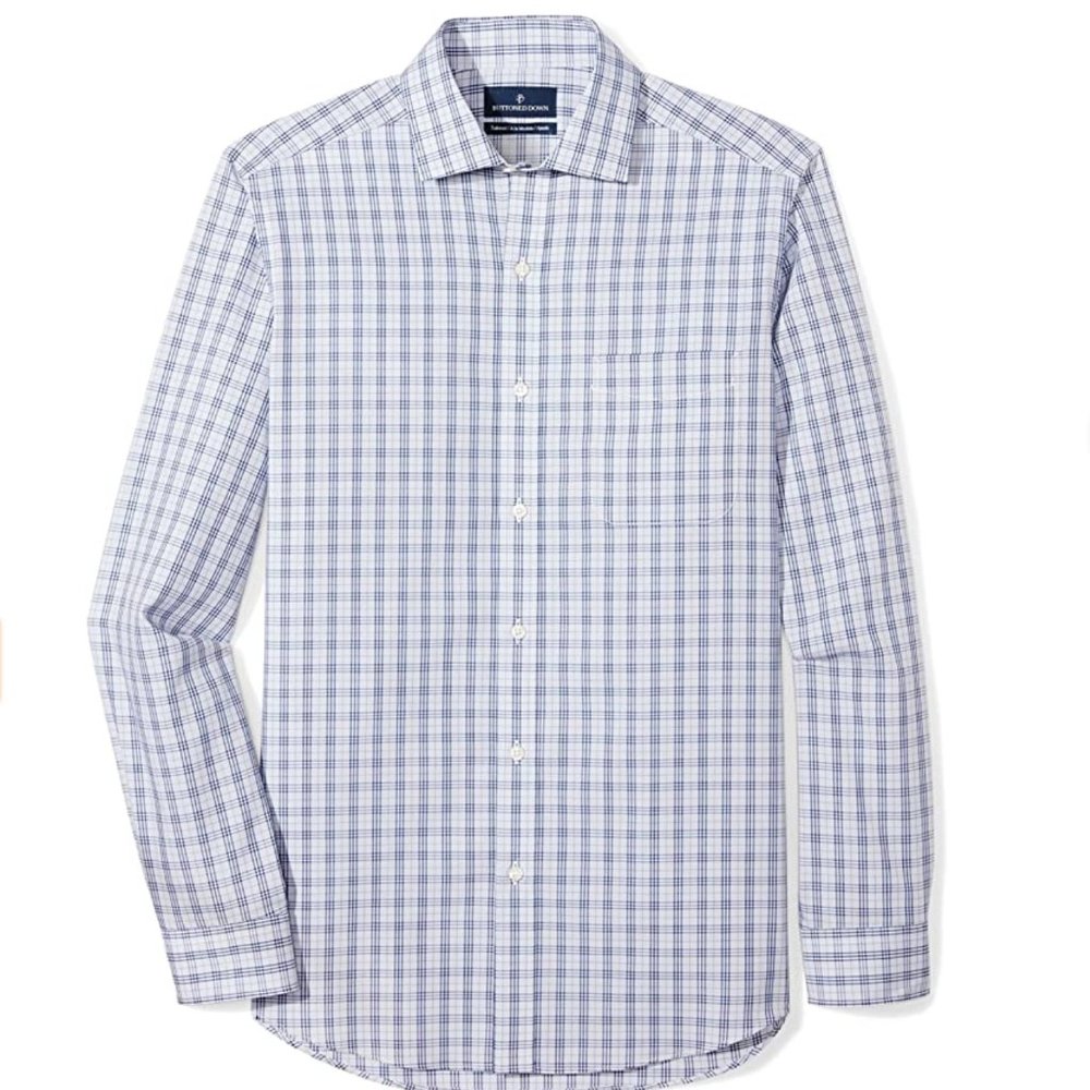 NWT! Buttoned Down Tailored Fit Plaid Dress Shirt - Picture 2 of 3